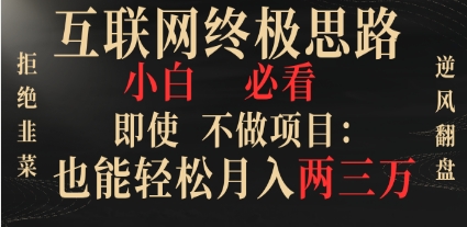 互联网终极思路，小白必看，即使不做项目也能轻松月入两三万，拒绝韭菜…插图