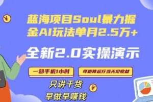 Soul怎么做到单月变现25000+全新2.0AI掘金玩法全程实操演示小白好上手【揭秘】