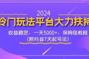 2024冷门玩法平台大力扶持，收益稳定，一天5000+，保姆级教程（附抖音7…