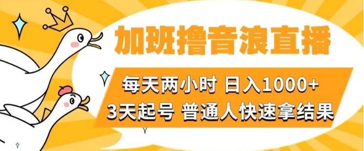 加班撸音浪直播，每天两小时，日入1000+，直播话术才3句，3天起号，普通人快速拿结果【揭秘】插图