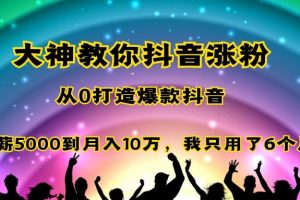 大神教你抖音涨粉：从0打造爆款抖音，从月薪5000到月入10万，我只用了6个月