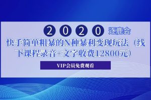 2020年逐鹿会·快手简单粗暴的N种暴利变现玩法（线下课程录音+文字收费12800元）