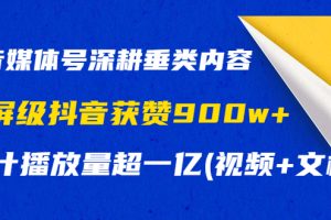 抖音媒体号深耕垂类内容，刷屏级抖音获赞900w+累计播放量超一亿(视频+文档)