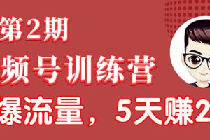 视频号训练营第2期：引爆流量疯狂下单，5天赚2万+全流程解析！