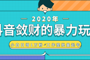 抖音敛财暴力玩法，小白日增1万粉-工作室批量起号