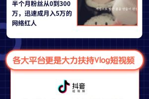 0基础速成《Vlog短视频变现课》只需一部手机即可创业