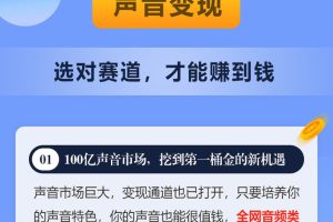 好声音副业赚钱，让90%的人都能华丽转“声”300元/小时