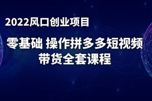 2022风口项目：零基础操作多多视频带货，小白也能日赚1000+全套操作方法（送工具）