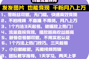 抖音发图就能赚钱：千粉月入上万实操文档，全是干货