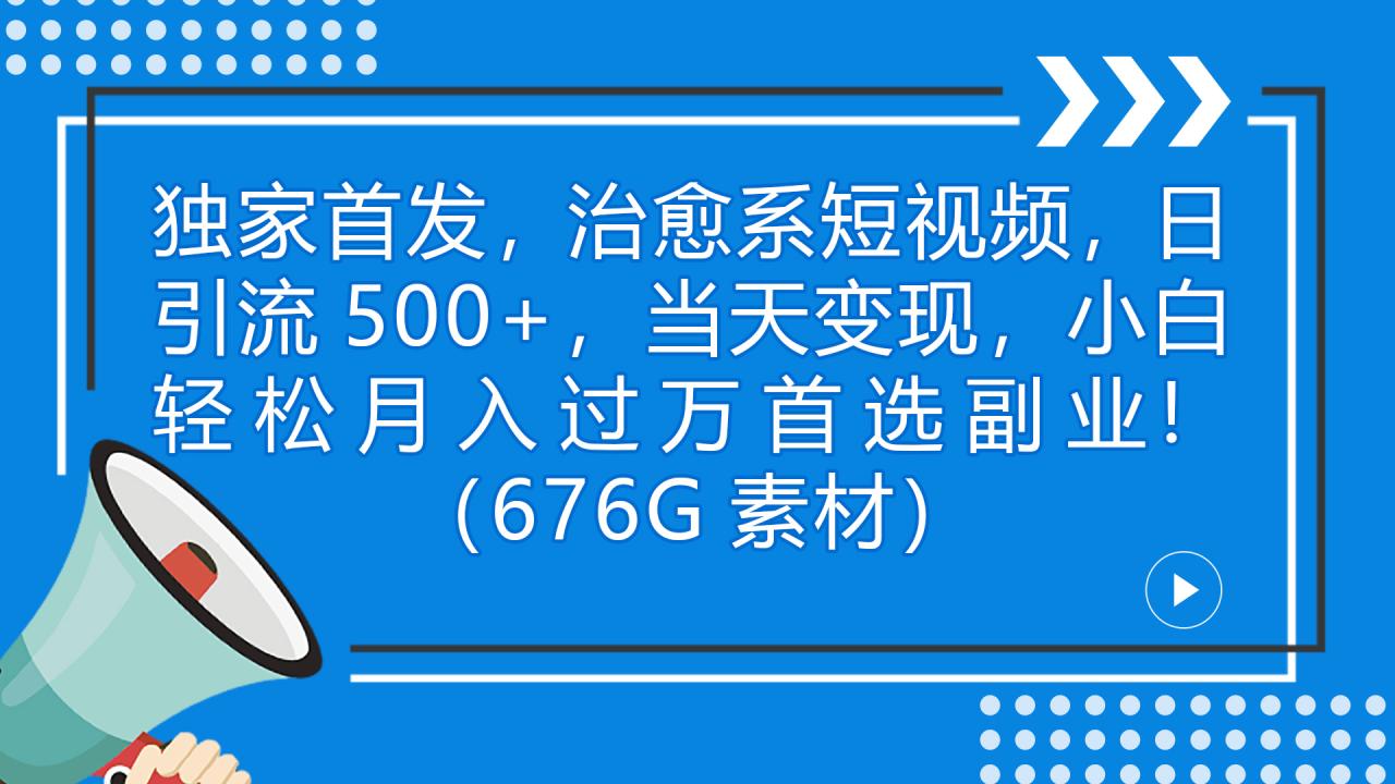 独家首发，治愈系短视频，日引流500+当天变现小白月入过万（附676G素材）插图