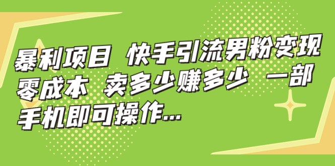 暴利项目，快手引流男粉变现，零成本，卖多少赚多少，一部手机即可操作…插图