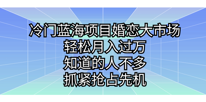 冷门蓝海项目婚恋大市场，轻松月入过万，知道的人不多，抓紧抢占先机。插图