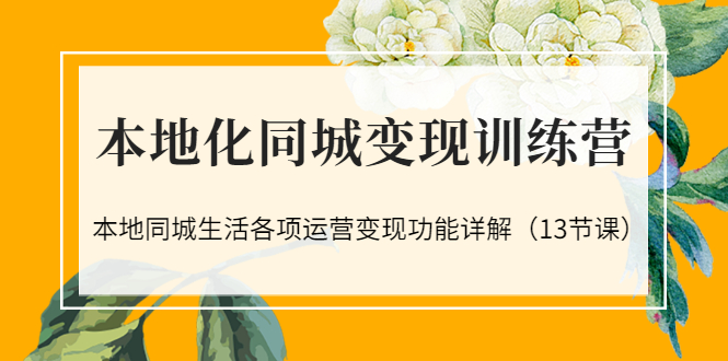 本地化同城变现训练营：本地同城生活各项运营变现功能详解（13节课）插图