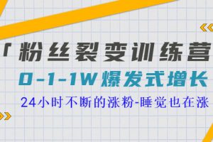 「粉丝裂变训练营」0-1-1w爆发式增长，24小时不断的涨粉-睡觉也在涨-16节课