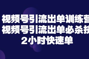 视频号引流出单训练营，视频号引流出单必杀技，2小时快速单（价值9999）