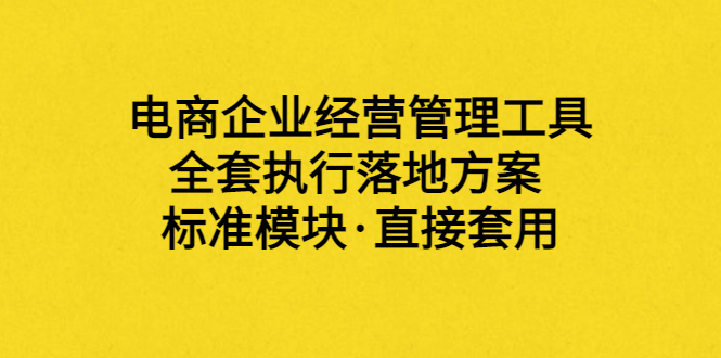 外面卖198·电商企业经营管理工具：全套执行落地方案 标准模块·直接套用插图