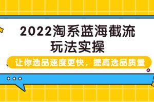 2022淘系蓝海截流玩法实操：让你选品速度更快，提高选品质量