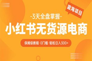 2023小红书无货源电商【保姆级教程从0到日入300】爆单3W