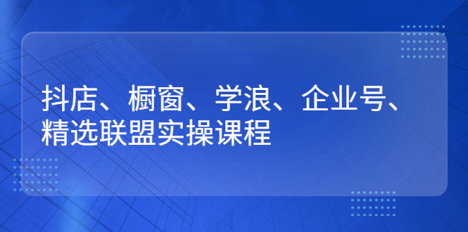 抖店、橱窗、学浪、企业号、精选联盟实操课程插图