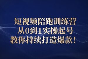 短视频陪跑训练营：从0到1实操起号，教你持续打造爆款