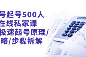 新号起号500人在线私家课，1天极速起号原理/策略/步骤拆解（最新）