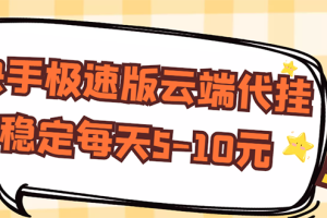 【稳定低保】快手极速版云端代挂，稳定每天5-10元