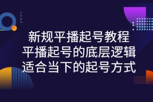 新规平播起号教程：平播起号的底层逻辑，适合当下的起号方式