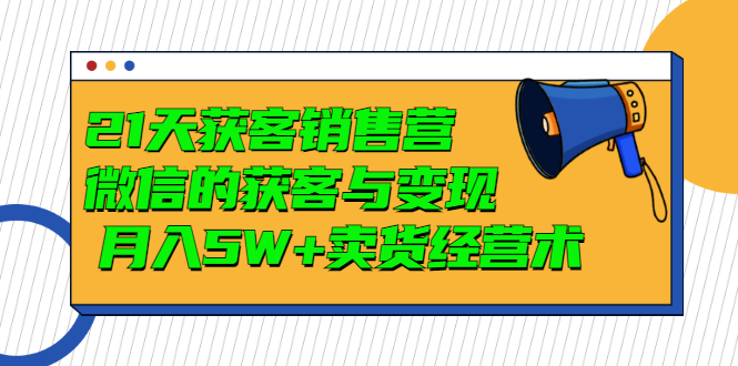 21天获客销售营，带你破解微信的获客与变现 月入5W+卖货经营术插图