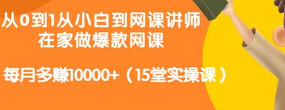 从0到1从小白到网课讲师：在家做爆款网课，每月多赚10000+（15堂实操课）插图