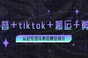 百万粉丝博主·抖音+tiktok+搬运+剪映，从起号寻找素材爆款制作