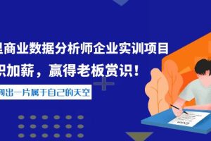 《阿里商业数据分析师企业实训项目》升职加薪，赢得老板赏识