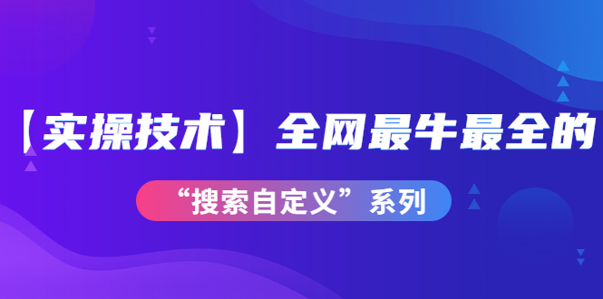 【实操技术】全网最牛最全的“搜索自定义”系列！价值698元插图