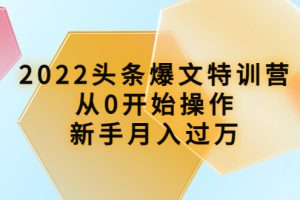 2022头条爆文特训营：从0开始操作，新手月入过万（16节课时）