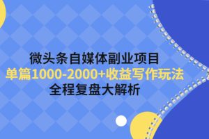 微头条自媒体副业项目，单篇1000-2000+收益写作玩法，全程复盘大解析