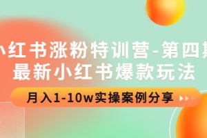 小红书涨粉特训营-第四期：最新小红书爆款玩法，月入1-10w实操案例分享