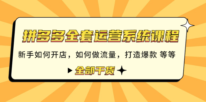 拼多多全套运营系统课程：新手如何开店 如何做流量 打造爆款 等等 全部干货插图