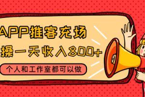 APP推客充场，实操一天收入800+个人和工作室都可以做(视频教程+渠道)