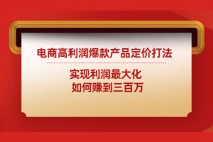 电商高利润爆款产品定价打法：实现利润最大化 如何赚到三百万