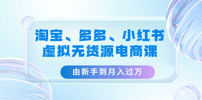 淘宝、多多、小红书-虚拟无货源电商课：由新手到月入过万（3套课程）插图