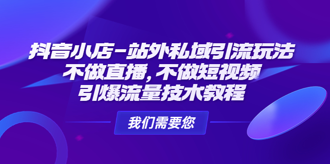 抖音小店-站外私域引流玩法：不做直播，不做短视频，引爆流量技术教程插图