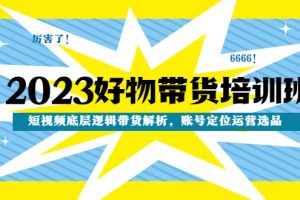 2023好物带货培训班：短视频底层逻辑带货解析，账号定位运营选品