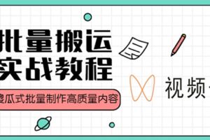 视频号批量搬运实战赚钱教程，傻瓜式批量制作高质量内容【附视频教程+PPT】