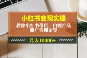 小红书变现实操：教你小红书带货，白嫖产品，赚广告佣金等，月入10000+