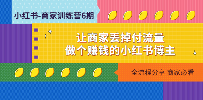 小红书-商家训练营12期：让商家丢掉付流量，做个赚钱的小红书博主插图