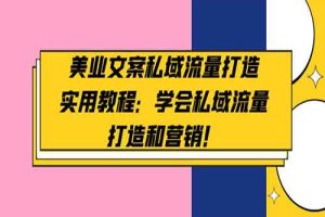 美业文案私域流量打造实用教程：学会私域流量打造和营销