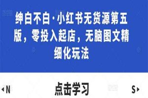 绅白不白·小红书无货源第五版，2023零投入起店，无脑图文精细化玩法教程