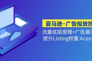 亚马逊·广告投放技巧流量底层+广告漏斗逻辑+提升Listing权重 Acoslt;10%