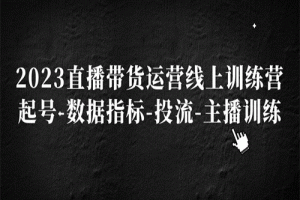 2023直播带货运营线上训练营，起号-数据指标-投流-主播训练