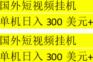 海外暴力短视频挂机全自动撸美金 单机日入300美元+【脚本免费+一对一指导】