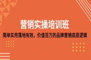 营销实操培训班：简单实用-落地有效，价值百万的品牌营销底层逻辑